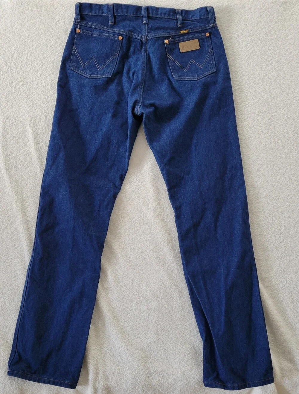 Wrangler Jeans 13MWZ Cowboy Cut Mens Size 36 x34 Blue Orange Stitch Cotton Heavy
